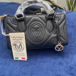 Valentino Orlandi Black Vegan Leather Bag NWT